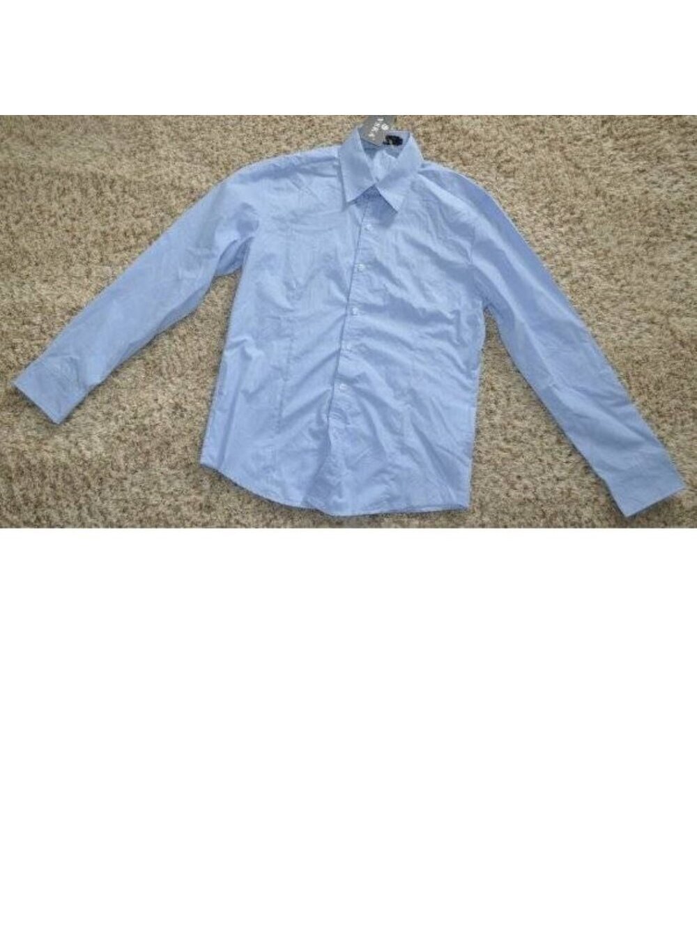 VSKA Senior Dress Shirt L Mens Blue Button Down Slim Pocket Long Sleeve